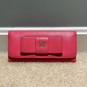 Prada Saffiano Bow Flap Wallet